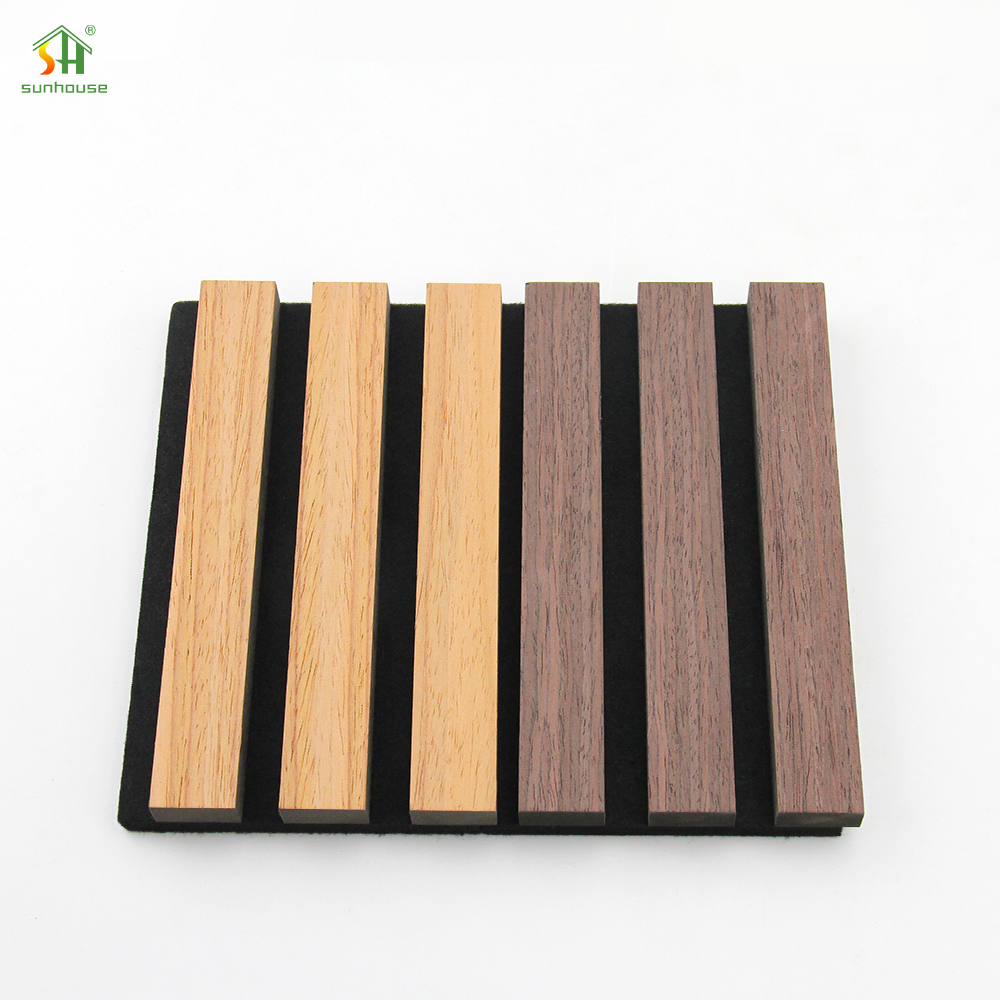 1220x2440mm Acoustic Wood Slat Wall Panel Black MDF Polyester Fiber