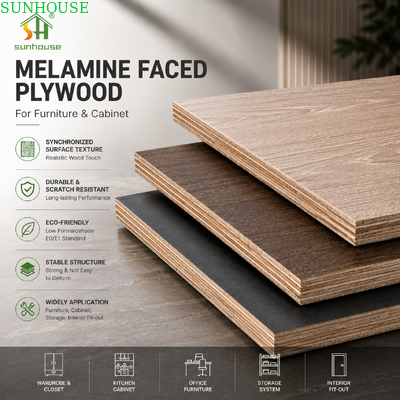 Pannello multistrato impiallacciato melaminico da 18 mm con anima in legno duro di eucalipto e pioppo per mobili, armadi e guardaroba